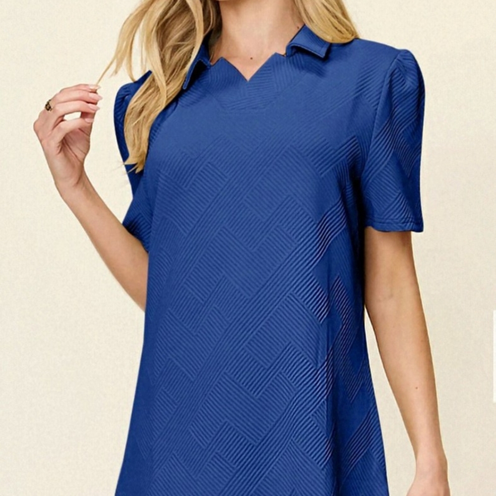 NWT Double Take Dress Large  Cobalt blue textured. New With Tags